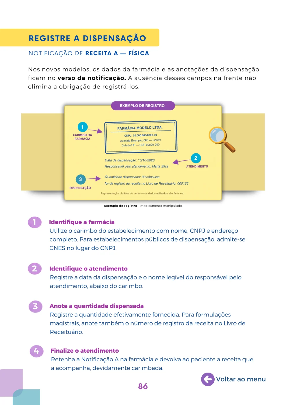 Registre a dispensação – Notificação de Receita A física