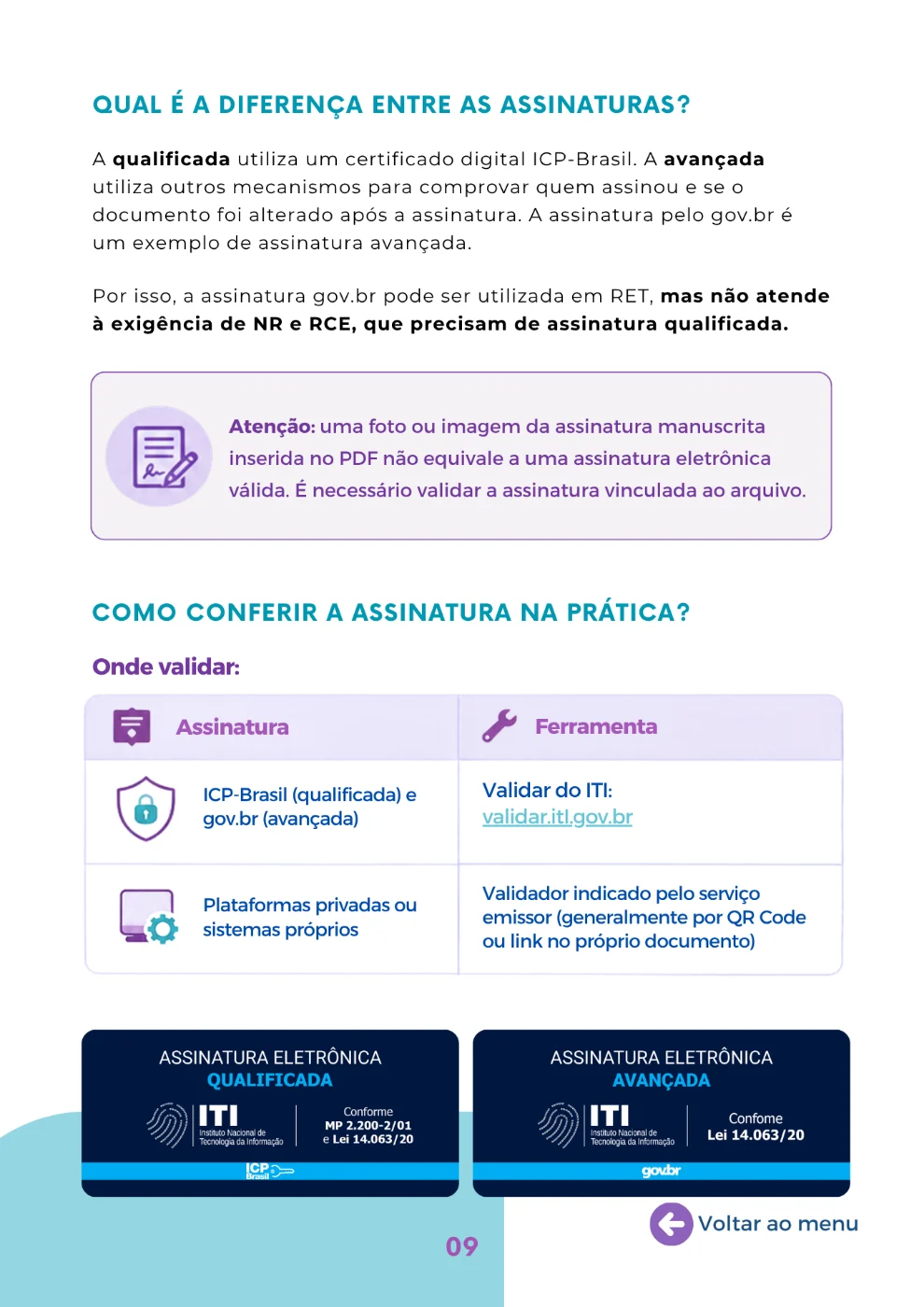 Diferença entre as assinaturas eletrônicas